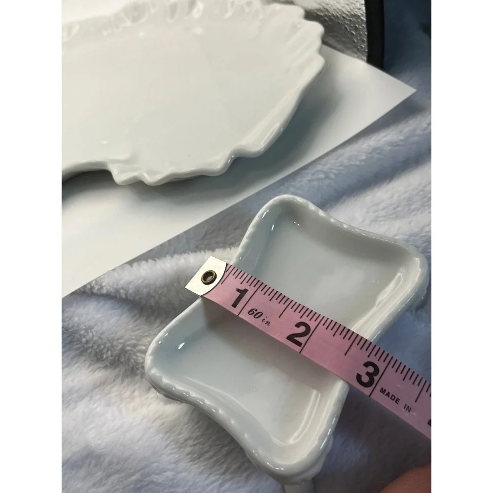 Vintage Maryland China Japan White Ironstone Vanity Set Art Nouveau Dresser Tray